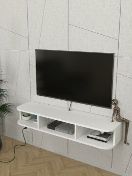 Dekorister Bask Tv Sehpası Beyaz 120 cm