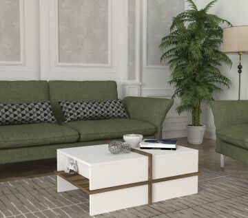Dekorister Plus Orta Sehpa BEYAZ-CEVİZ