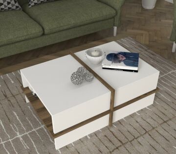 Dekorister Plus Orta Sehpa BEYAZ-CEVİZ