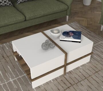 Dekorister Plus Orta Sehpa BEYAZ-CEVİZ
