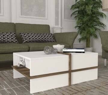 Dekorister Plus Orta Sehpa BEYAZ-CEVİZ