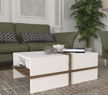 Dekorister Plus Orta Sehpa BEYAZ-CEVİZ