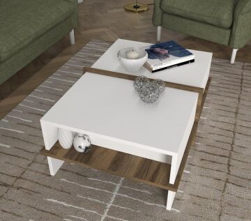 Dekorister Plus Orta Sehpa BEYAZ-CEVİZ