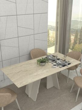 Dekorister Sevilla Yemek Masası Kumtaşı - Traverten 180cm
