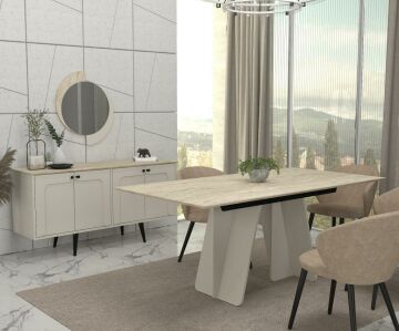 Dekorister Sevilla Yemek Masası Kumtaşı - Traverten 180cm