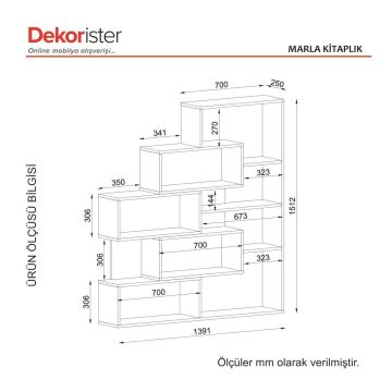 Dekorister Marla Kitaplık BEYAZ-CEVİZ