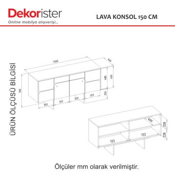 Dekorister Lava Konsol Rota - Antrasit 150cm