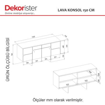 Dekorister Lava Konsol Rota - Antrasit 150cm