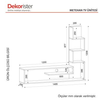 Dekorister Metehan Kitaplıklı Tv Ünitesi Beyaz-Cordoba