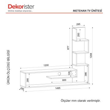 Dekorister Metehan Kitaplıklı Tv Ünitesi Beyaz-Cordoba