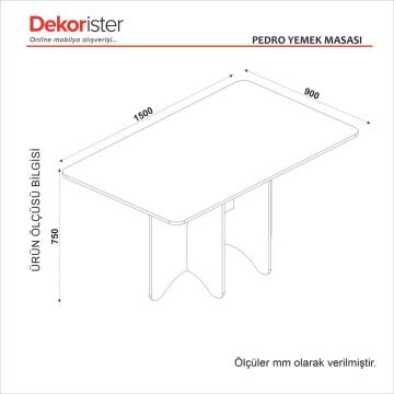Dekorister Pedro Yemek Masası Antrasit - Rota 150cm