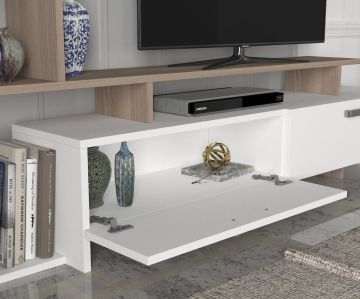 Dekorister Şimal Kitaplıklı Tv Ünitesi Beyaz-Cordoba