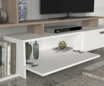 Dekorister Şimal Kitaplıklı Tv Ünitesi Beyaz-Cordoba