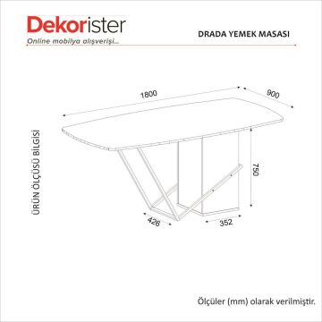 Dekorister Drada Yemek Masası Senkronsiyah 180cm