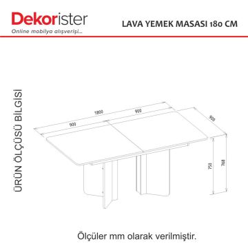 Dekorister Lava Yemek Masası Rota - Antrasit 180cm