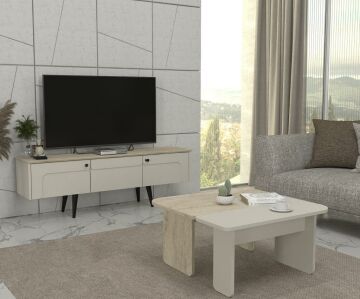 Dekorister Sevilla Tv Sehpası Kumtaşı - Traverten 150cm