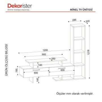 Dekorister Minel Tv Ünitesi Beyaz-Cordoba