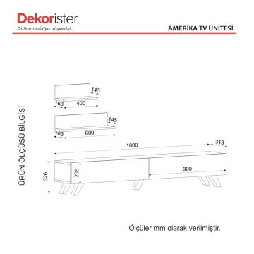 Dekorister Amerika Tv Ünitesi Beyaz-Ceviz