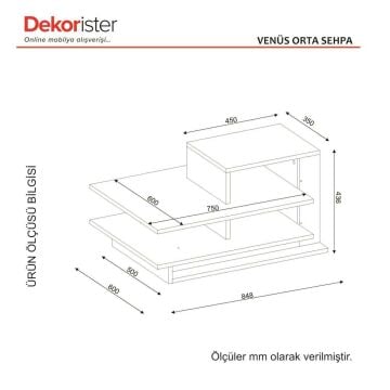 Dekorister Venüs Orta Sehpa Beyaz-Ceviz