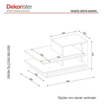 Dekorister Venüs Orta Sehpa Beyaz-Ceviz