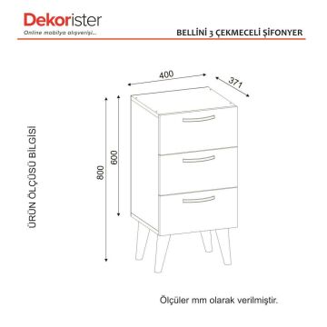 Dekorister Bellini 3 Çekmeceli Şifonyer Beyaz-Ceviz