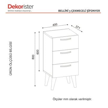 Dekorister Bellini 3 Çekmeceli Şifonyer Beyaz-Ceviz