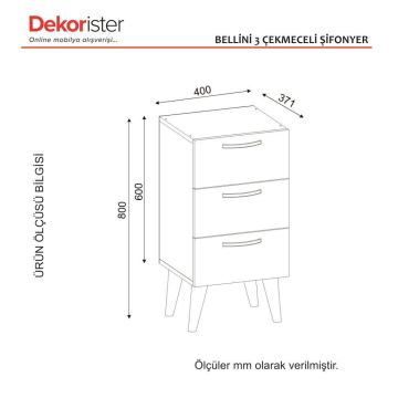 Dekorister Bellini 3 Çekmeceli Şifonyer Beyaz-Ceviz