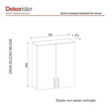 Dekorister Benito Çamaşır Makinesi Üst Dolabı Beyaz
