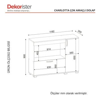 Dekorister Charlotta Çok Amaçlı Dolap Mikro Dalga Dolabı Beyaz-Cordoba