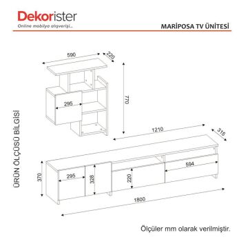 Dekorister Mariposa Kitaplıklı Tv Ünitesi Ceviz-Beyaz