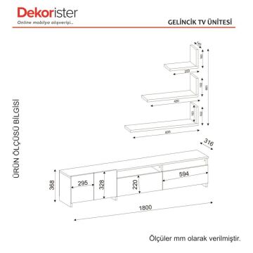 Dekorister Gelincik Tv Ünitesi Beyaz-Ceviz