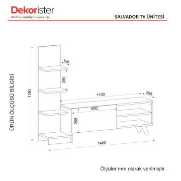 Dekorister Salvador Kitaplıklı Tv Ünitesi Beyaz