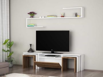 Dekorister Ege Tv Ünitesi Beyaz-Ceviz