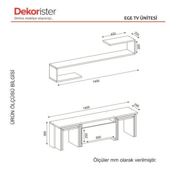 Dekorister Ege Tv Ünitesi Beyaz-Ceviz