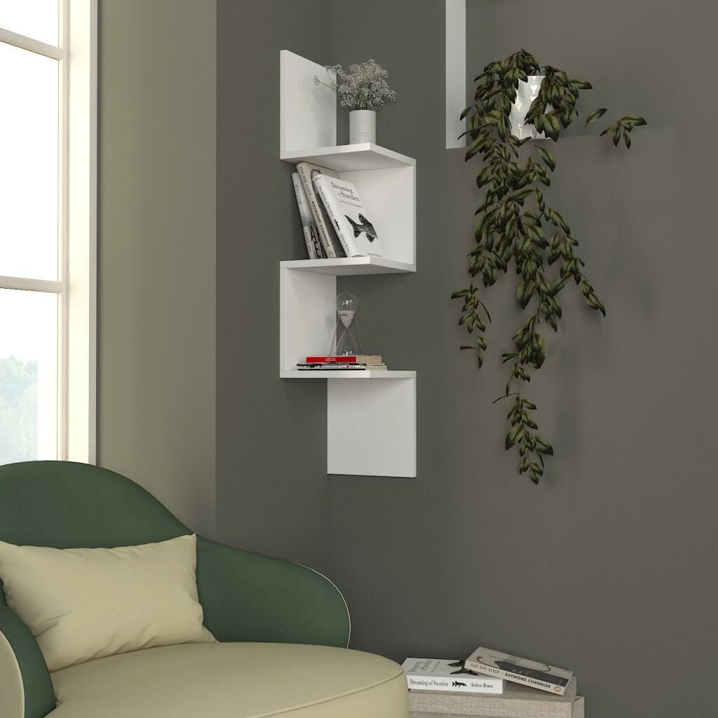 Dekorister Corner Duvar Rafı Beyaz