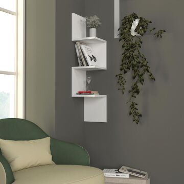 Dekorister Corner Duvar Rafı Beyaz