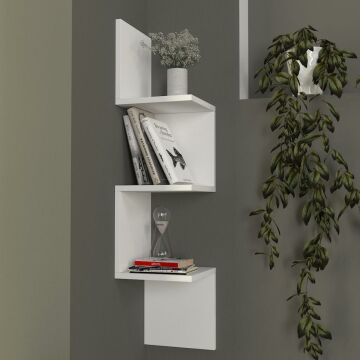 Dekorister Corner Duvar Rafı Beyaz