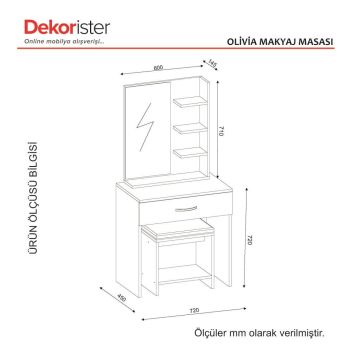 Dekorister Olivia Makyaj Masası Beyaz-Ceviz