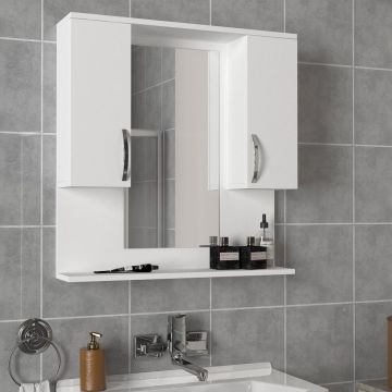 Dekorister Tiger Aynalı Banyo Etajer Beyaz