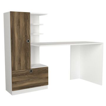 Dekorister Domingos Kitaplıklı Çalışma Masası Beyaz-Ceviz