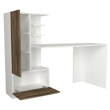 Dekorister Domingos Kitaplıklı Çalışma Masası Beyaz-Ceviz