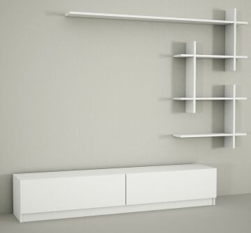 Dekorister Ahenk Duvar Raflı Tv Ünitesi Beyaz
