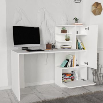 Dekorister Merinos Kitaplıklı Çalışma Masası Beyaz