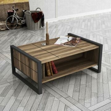 Dekorister Exclusive Lost Metal Orta Sehpa Ceviz