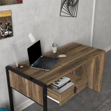 Dekorister Exclusive Lost Metal Çalışma Masası Ceviz