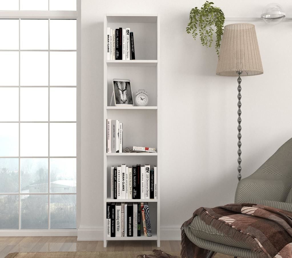 Dekorister Cansu D 5 Raflı Kitaplık Beyaz