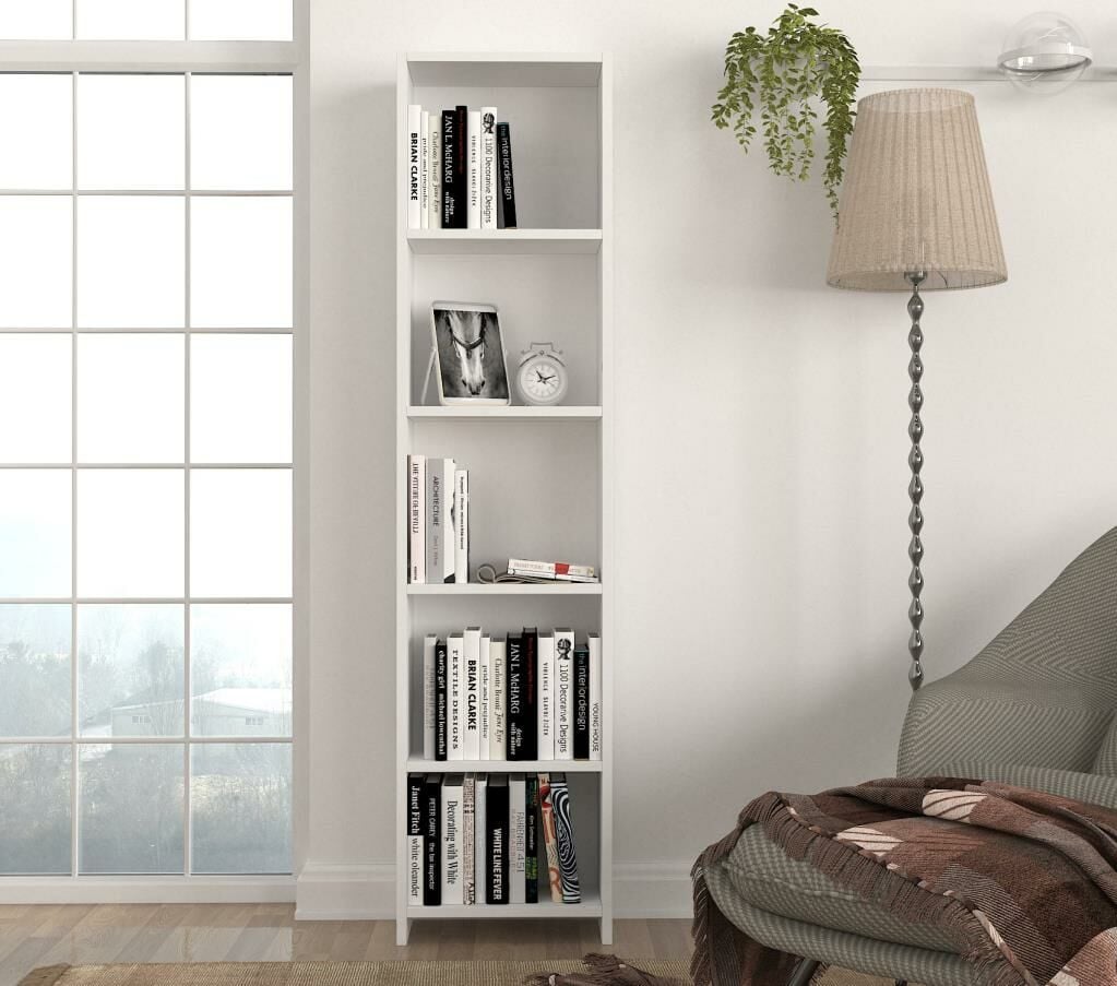 Dekorister Cansu D 5 Raflı Kitaplık Beyaz