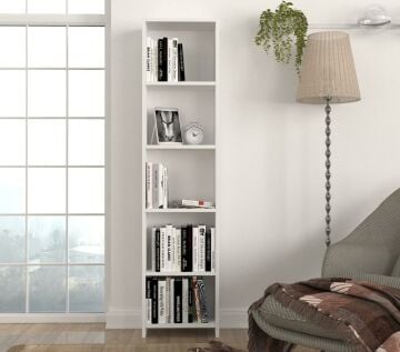 Dekorister Cansu D 5 Raflı Kitaplık Beyaz