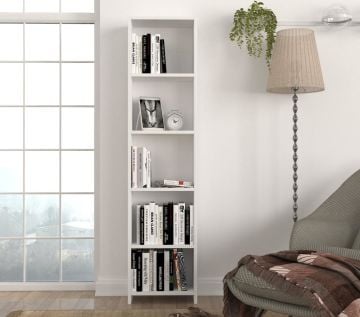 Dekorister Cansu D 5 Raflı Kitaplık Beyaz