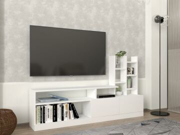 Dekorister Dolunay Kitaplıklı Tv Ünitesi Beyaz